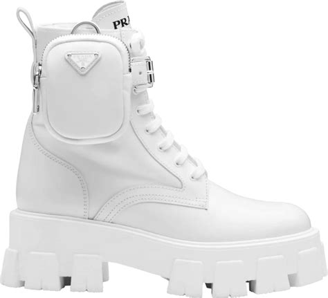 botas prada blancas|prada combat boots with pouches.